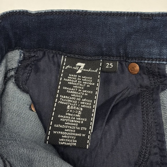 7 For All Mankind Womens B Air Bootcut Crop Dark Wash Denim Jeans 25 Distressed - Picture 4 of 11